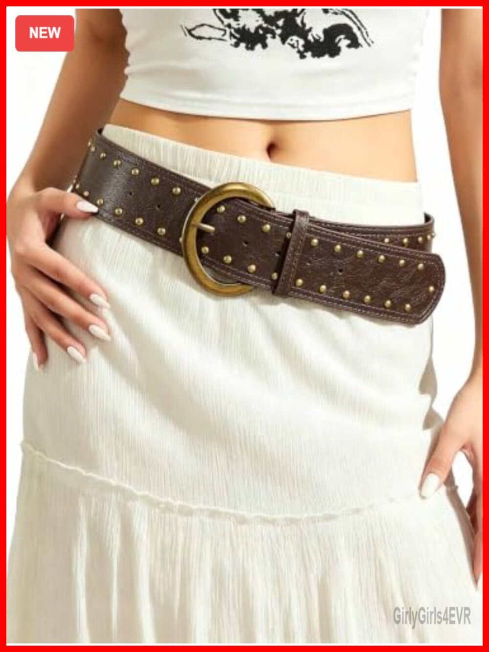 Western Faux Leather Wide Belt Metal Buckle Waist Cinch